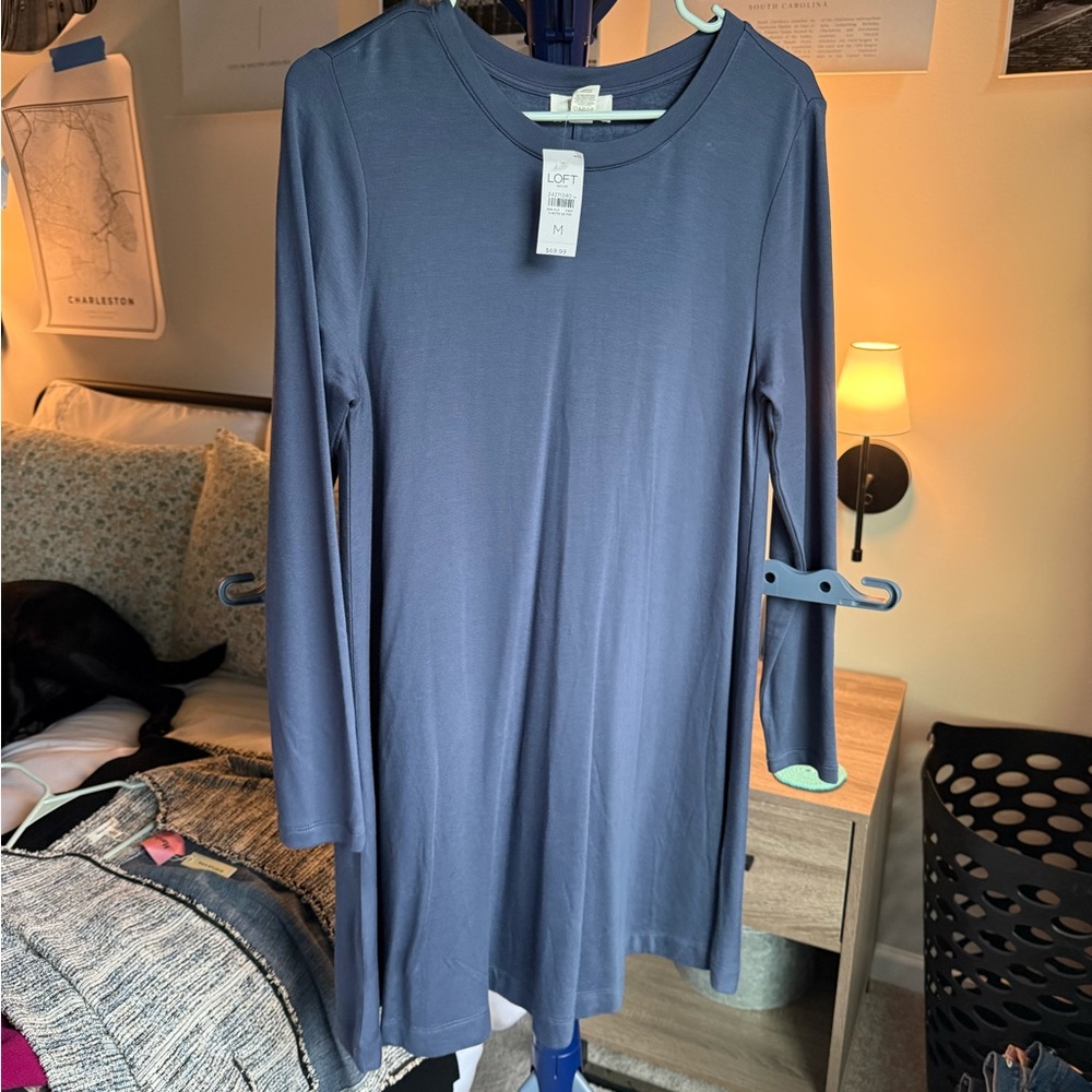 LOFT Slate Gray Long Sleeve Top